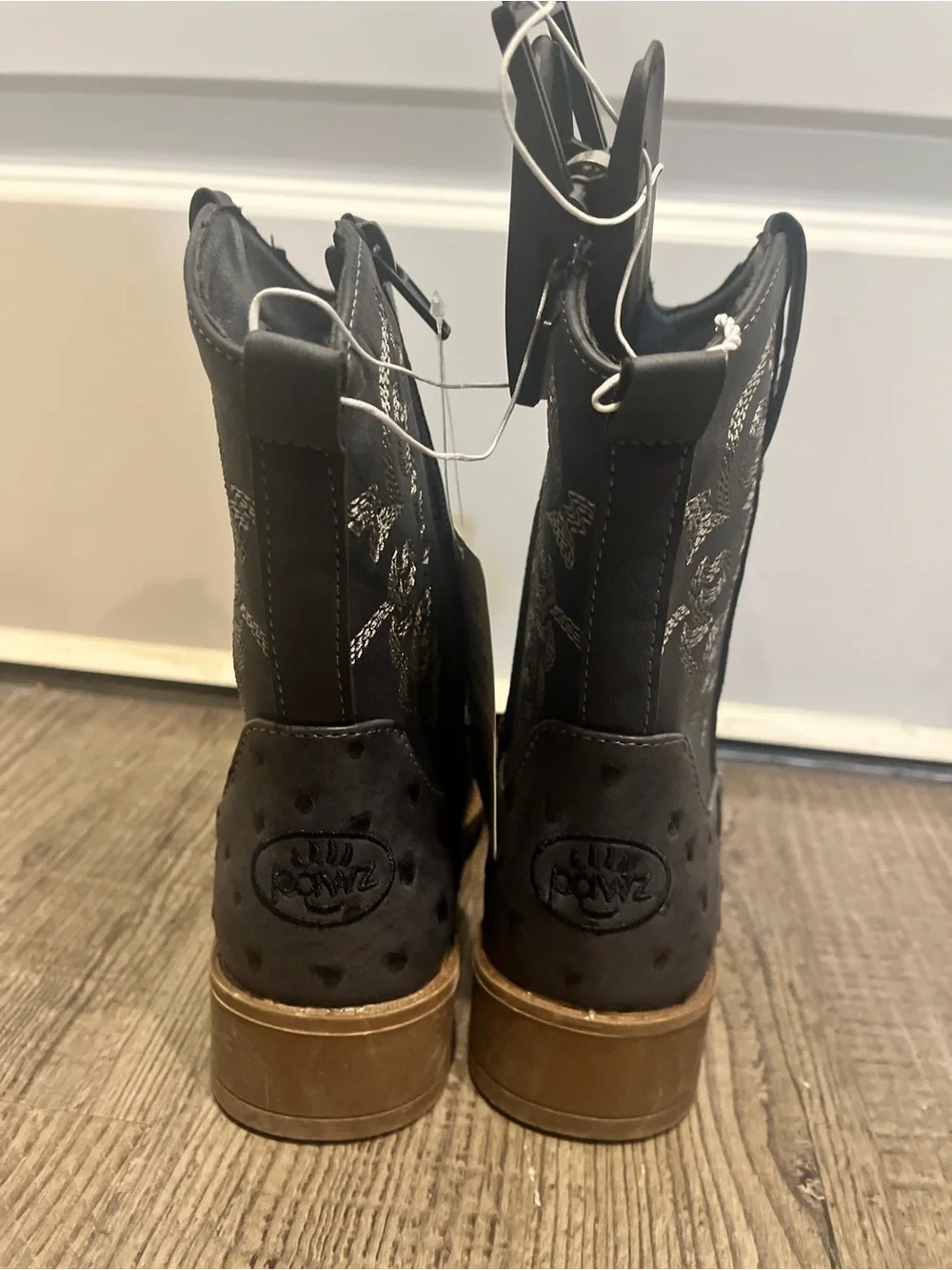 Pawz Navy Western Kids' Cowboy Boot with Embroidered Shaft size 9, 13